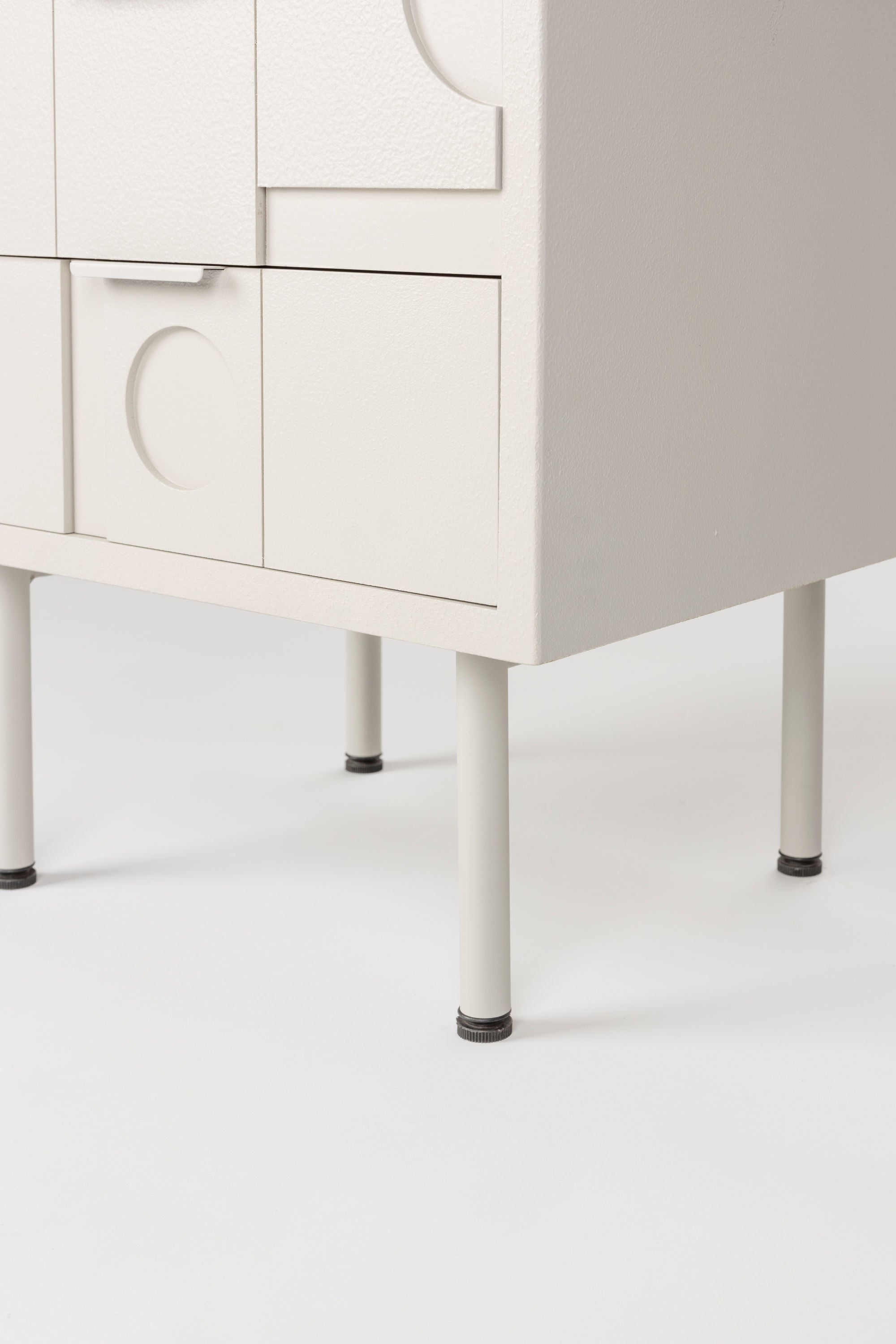 Funk Geometric Off White Bedside Table | 3 Drawers
